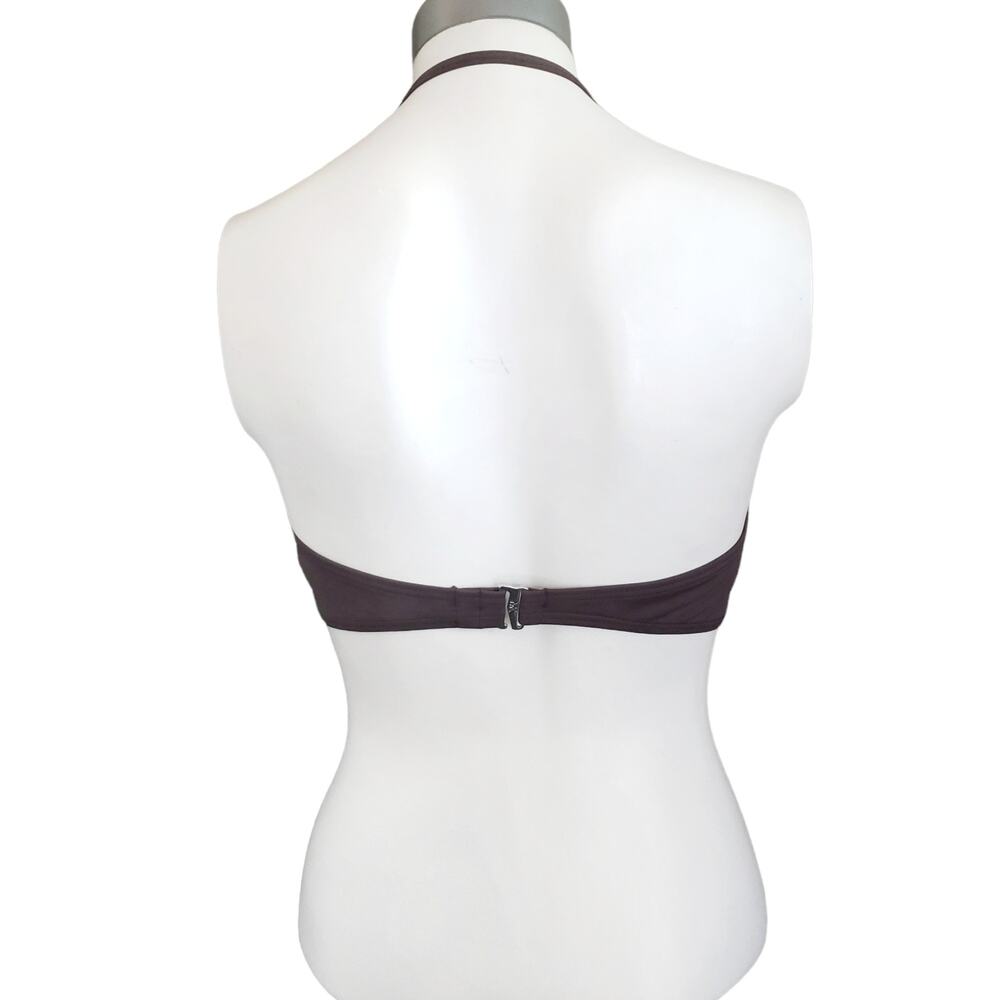 MICHAEL KORS chocolate brown bandeau halter swim resort wear bikini top Size M - Picture 3 of 8